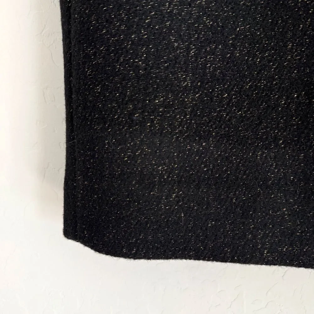 J. CREW No 2 Pencil Skirt in Tinsel Tweed Wool Black Lurex w/ Gold K3053